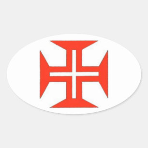 Portuguese Cross Oval Sticker