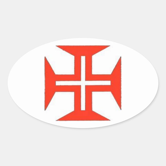 Portuguese Cross Oval Sticker (Front)