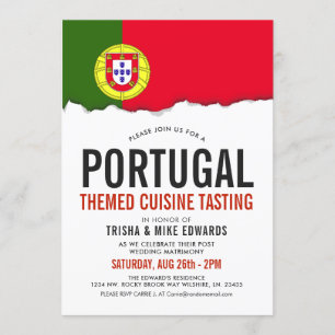 Portuguese Cuisine   Party Flag White Invite