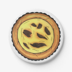 Portuguese Custard Egg Tart Pastel Pastéis de Nata Paper Plate