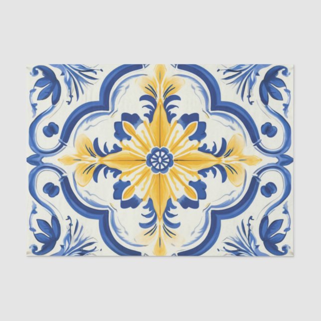 Portuguese cute tile pattern decoupage  tissue paper (Front)