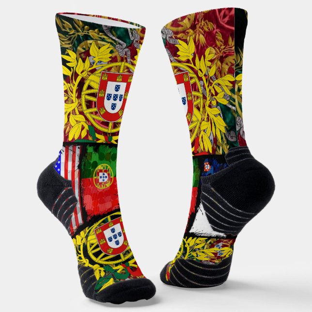 Portuguese designs Crew Socks (Angled)