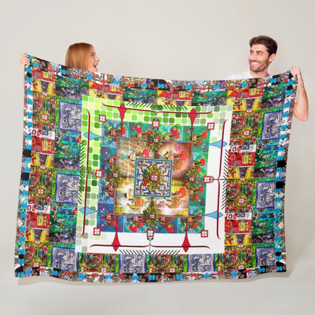 Portuguese designs fleece blanket (In Situ)