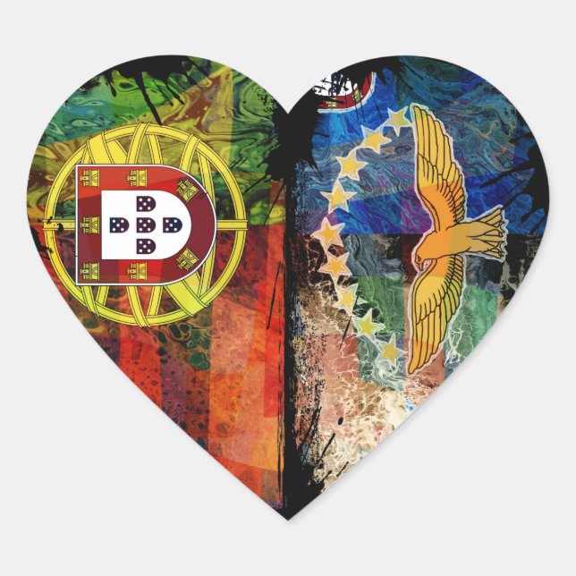 Portuguese designs heart sticker (Front)