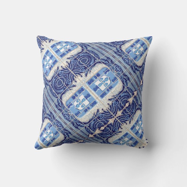 Portuguese designs throw pillow (Back)