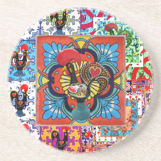 Portuguese designs Tote Throw Pillow Coaster (Front)
