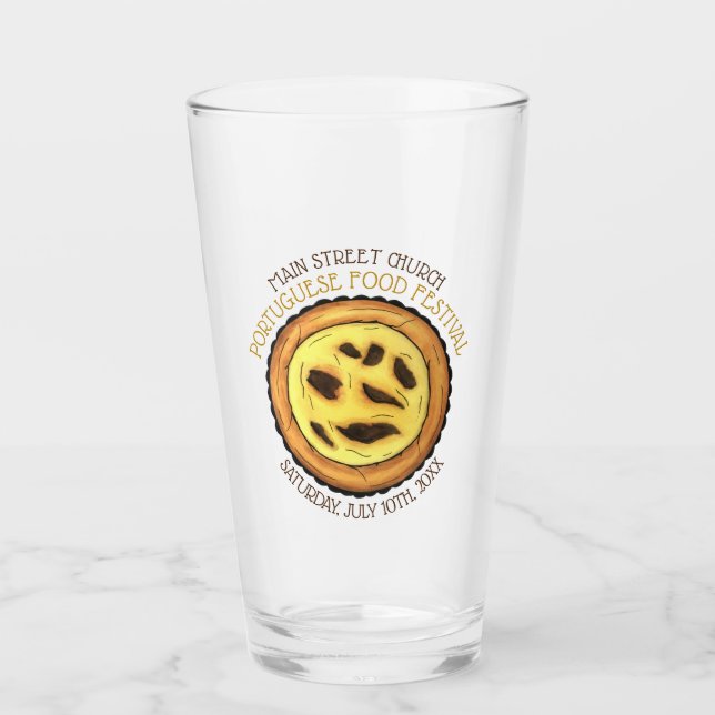 Portuguese Egg Custard Tart Pastry Food Festival Glass (Front)