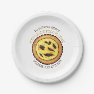 Portuguese Egg Custard Tart Pastry Food Festival Paper Plate