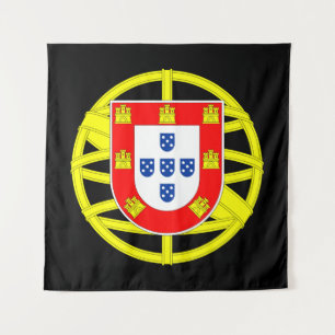 Portuguese Emblem Black Tapestry