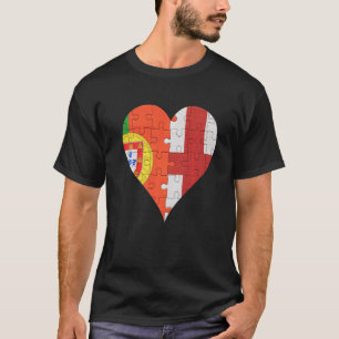 Portuguese English Flag Heart T-Shirt