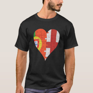 Portuguese English Flag Heart T-Shirt