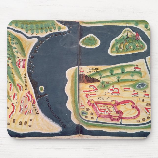 Portuguese exploration map of Mombassa Mouse Mat (Front)