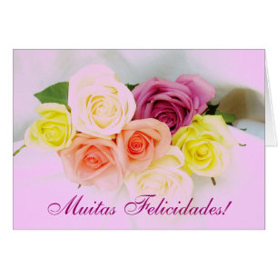 Portuguese: Felicidades! roses and Lilac colours