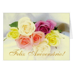 Portuguese: Feliz Aniversario! roses beije colours