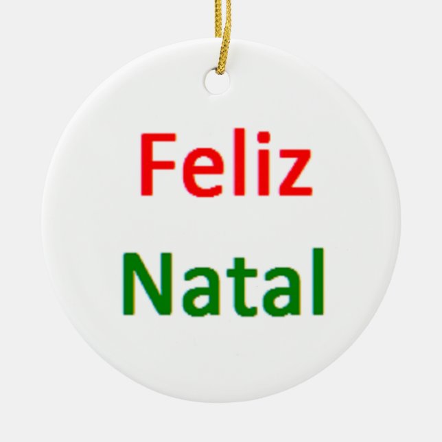 portuguese feliz natal ceramic tree decoration (Front)