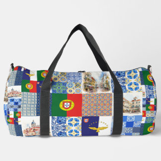 Portuguese flag and the Azores flag pattern Duffle Bag