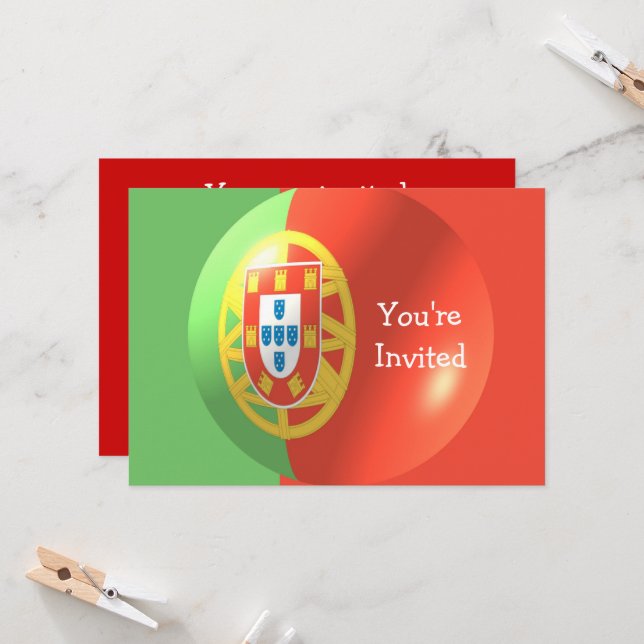 Portuguese Flag Design Any Occasion Invitation (Front/Back In Situ)