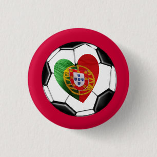Portuguese: flag & heart 3 cm round badge