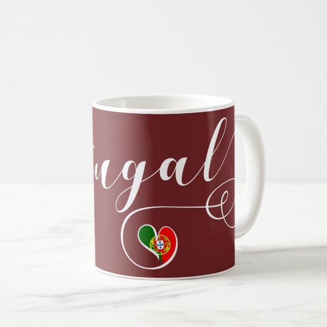 Portuguese Flag Heart, Portugal Coffee Mug (Front Right)