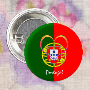 Portuguese flag & Heart - Portugal /sports fans 3 Cm Round Badge
