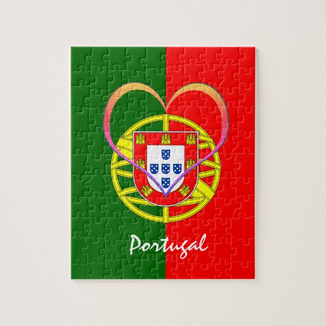 Portuguese flag & Heart - Portugal /sports fans Jigsaw Puzzle (Vertical)