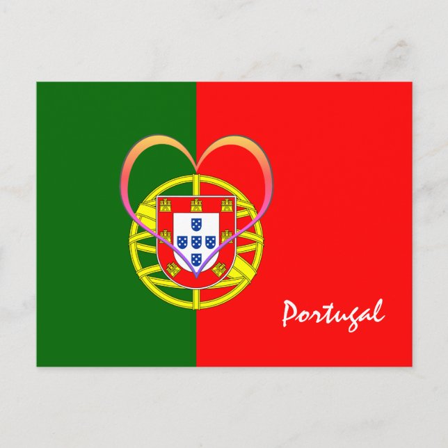 Portuguese flag & Heart - Portugal /sports fans Postcard (Front)