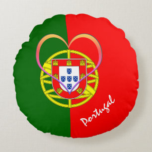 Portuguese flag & Heart - Portugal /sports fans Round Cushion
