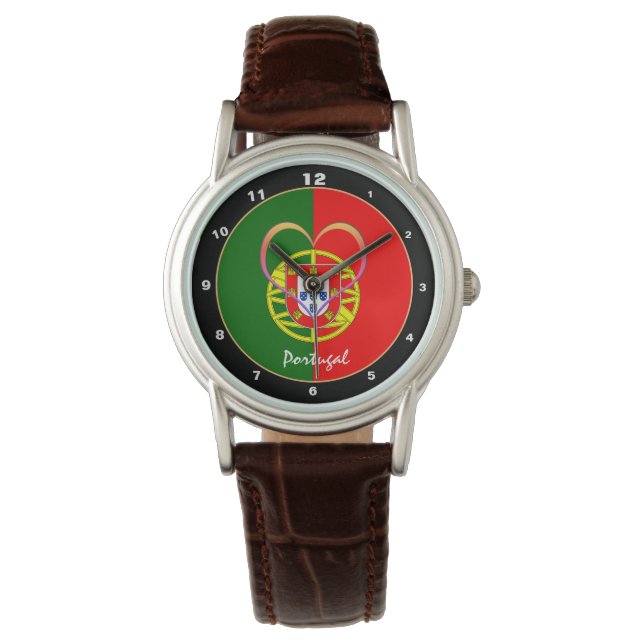 Portuguese flag & Heart - Portugal /sports fans Watch (Front)