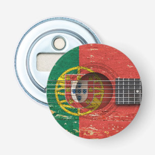 Portuguese Flag on Old Acoustic Guitar Bottle Opener