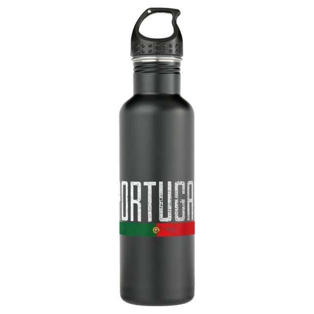 Portuguese Flag On Soccer Ball Portugal Football J 710 Ml Water Bottle (Front)