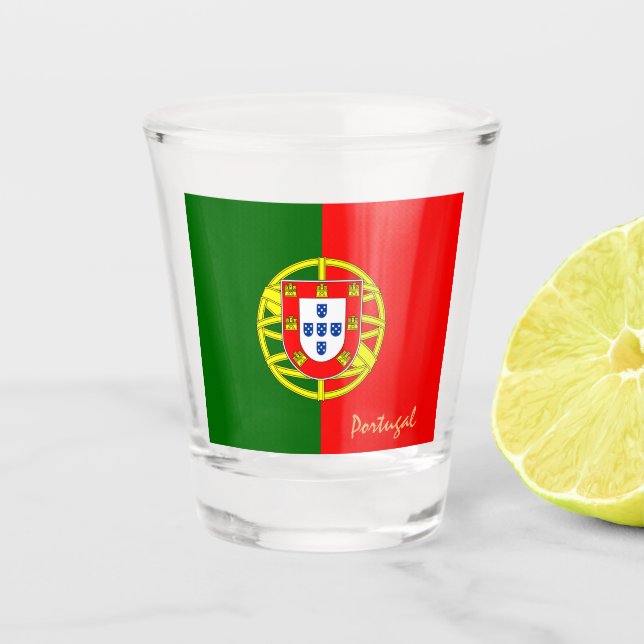 Portuguese Flag & Portugal country patriot /sports Shot Glass (Front)