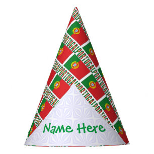 Portuguese Flag Tiled Personalised Paper Party Hat