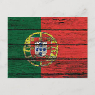 Portuguese Flag with Rough Wood Grain Effect Postcard