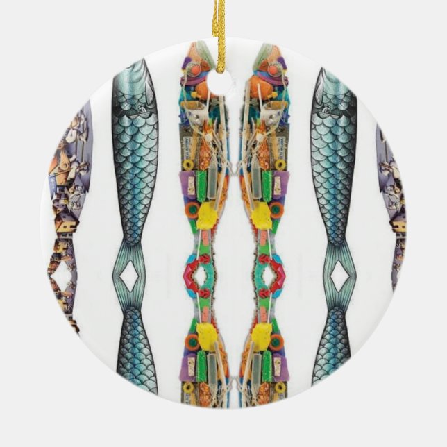 Portuguese folk art ceramic tree decoration (Back)