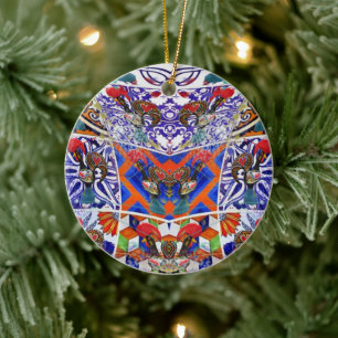 Portuguese folk art ceramic tree decoration