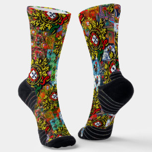 Portuguese folk art design socks