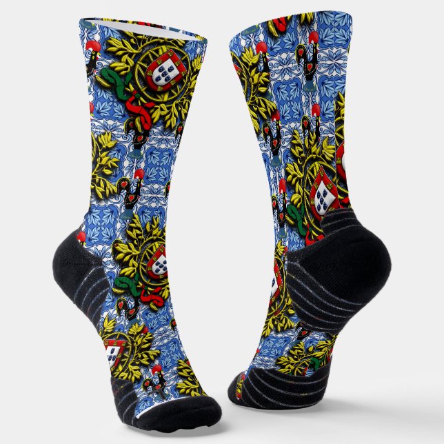 Portuguese folk art design socks (Angled)