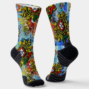 Portuguese folk art design socks