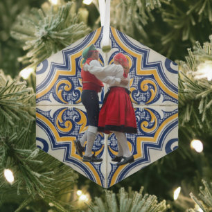 Portuguese folk art glass tree decoration