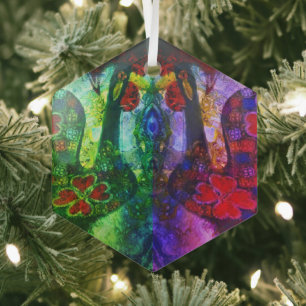 Portuguese folk art glass tree decoration