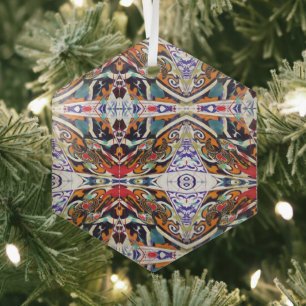 Portuguese folk art glass tree decoration