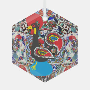 Portuguese folk art glass tree decoration