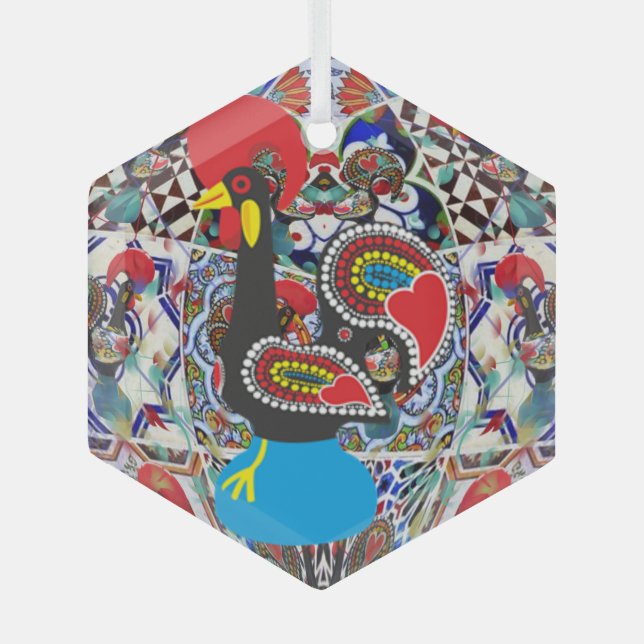 Portuguese folk art glass tree decoration (Front)