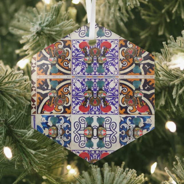 Portuguese folk art glass tree decoration (Insitu)