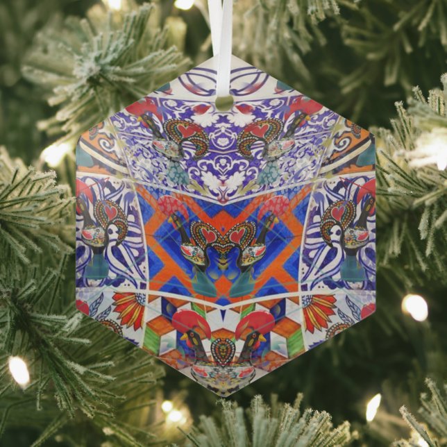 Portuguese folk art glass tree decoration (Insitu)