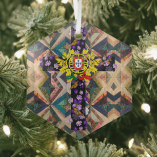 Portuguese folk art glass tree decoration