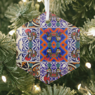 Portuguese folk art glass tree decoration