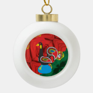 Portuguese folk ceramic ball christmas ornament