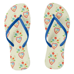 Portuguese folk heart pattern flip flops