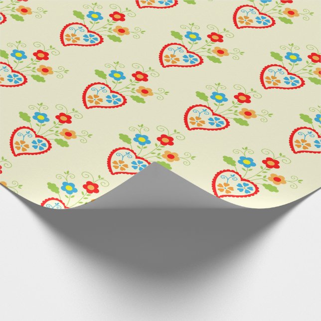 Portuguese folk heart pattern wrapping paper (Corner)